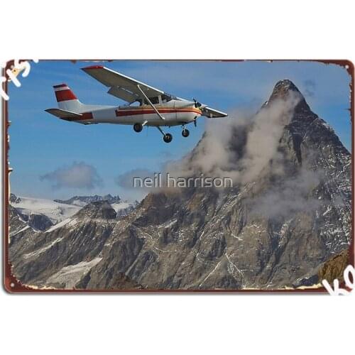 Flying Past The Matterhorn Metal Sign Garage Decoration Create Cave Pub Wall Cave Tin Sign Posters