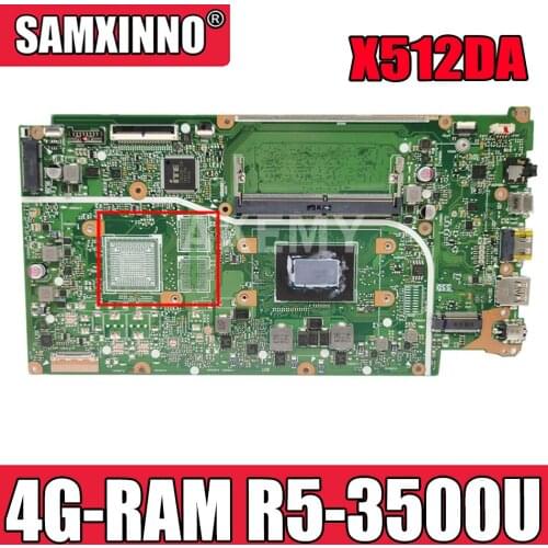 Akemy X512DA Motherboard For Asus X512DA F512DA X512D F512D X512DK Laptop Motherboard W/ 4G-RAM Ryzen 5 3500U CPU