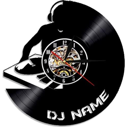 DJ Creative Customize Name Music Vinyl Record Wall Clock LP Personalized Laser Etched DJ Turntable Modern Home Decor