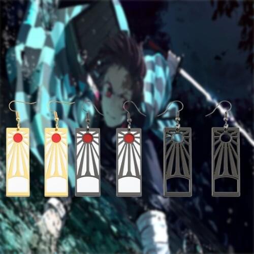 New Anime Demon Slayer Earrings Kamado Tanjirou Cosplay Hot Sale Jewelry Earrings Women Men Gift Earrings Jewelry
