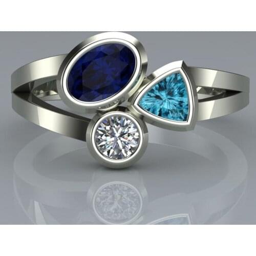 New Fashion Personality Creative Tricolor Geometry Zircon Rings for Women Jewelry Gifts