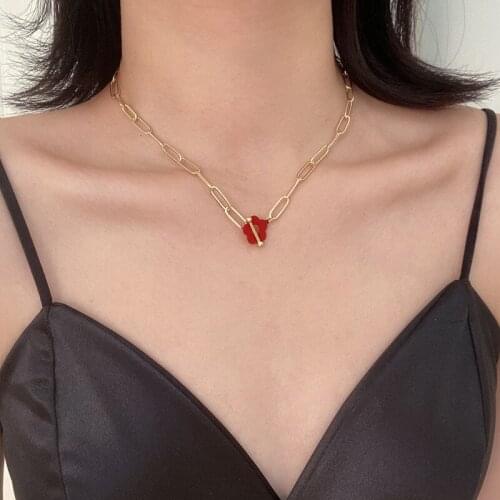 Huge Bud Toggle Clasp Gold Necklaces Flower Charm for Women Punk Minimalist Choker Necklace Fashion Jewelry Accessories Gifts