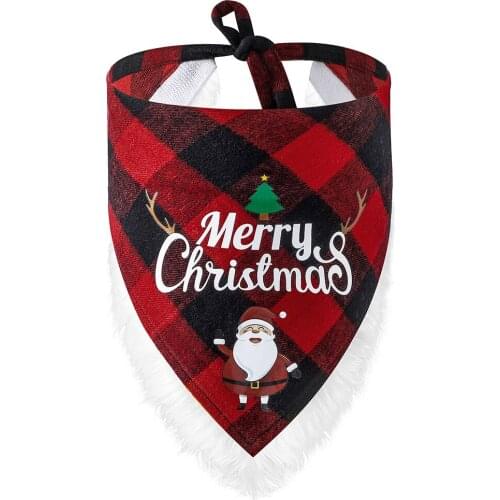 Bonzerpet Dog Neckerchi Collars Pet Bandanas Adjustable Pet Slobber Towel Christmas Gift Cat Collar Print Tie Scarf