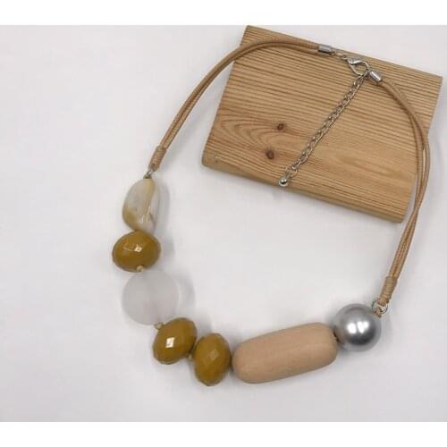 Kara&Kale Boho Fashion Jewelry Gothic Chokers Necklace Wax Cord Acrylic Wood&Resin Beads Collares Necklace Women Accessories