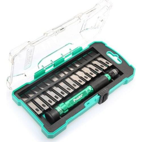 ProsKit PD-398 Aluminum Handle Knife Kit +13 Interchangeable Blades Compact Box Great Knife Set