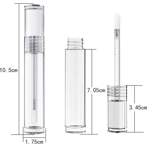5PCS 5ml Empty Transparent Lip Gloss Containers Tubes Round Clear Cosmetic Lipgloss Tube Packaging Lip Gloss Tubes with Wand