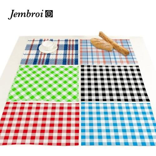 Buffalo Lattice Faux Linen Placemat Drink Coasters Coffee Dinning Table Mat Heat Insulation Tablecloth Customization Home Decor