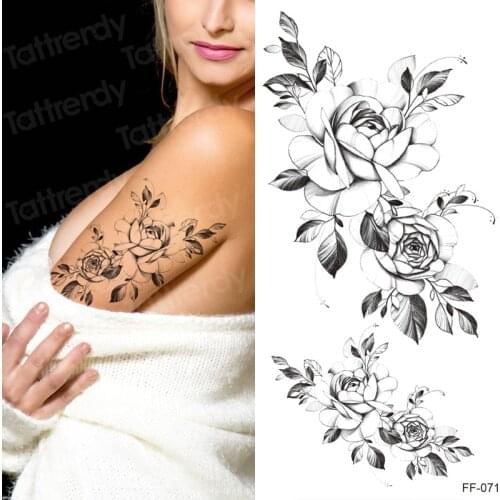 Temporary Tattoo Sticker Fake Tatto Stickers Rose Waterproof Tattoos Flower Hand Clavicle Chest Tattoo Body Art For Women Girl
