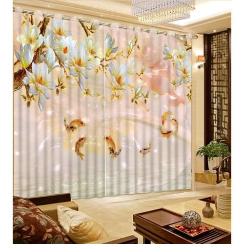 Magnolia curtains Window Blackout Luxury 3D Curtains set For Bed room Living room Office Hotel Home Wall Decorative