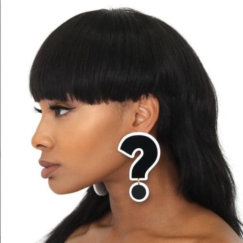 Female Hyperbole Black Big Question Mark Drop Earrings Women Asymmetric Symbol Acrylic Earrings Fashion Hiphop Jewelry E20024