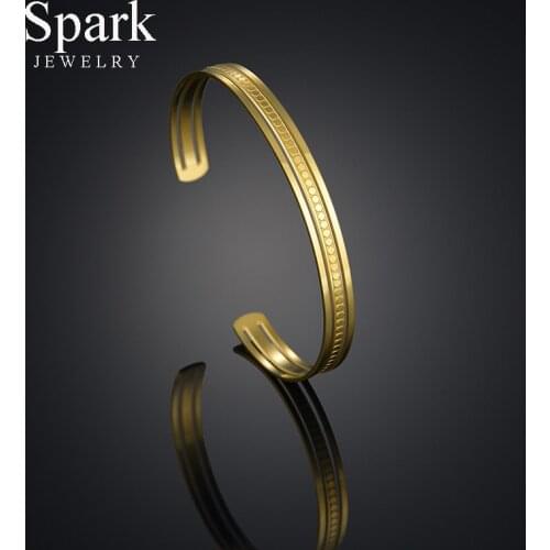 Spark New Fashion Gold Hollow Cuff Bracelets For Women Girls Stainless Steel Open Cuff Bangles Female Jewelry Anniversary Gift