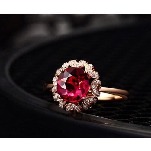 New Fashion Product Hollow High-end Simulation Ruby Full Diamond Color Stone Resizable Ring For Women Temperament Ring Jewelry