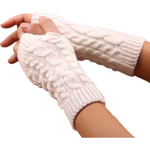 New Knitted Long Hand Gloves Women Warm Embroidered Winter Gloves Fingerless Gloves For Women Girl Guantes Invierno Mujer Luvas