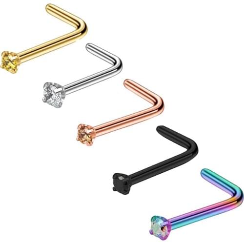 1-5pcs Colorful Flower Maple Leaf Foot Spider Shape Surgical Steel Nose Studs Screw Ring Bone Bar Pin Piercing Jewelry