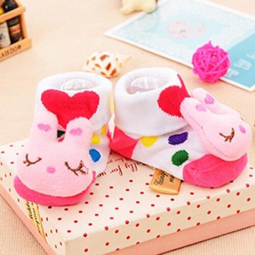 Luxury 1 pair Cute rabbit pattern Infant Newborn Socks Winter 100% Cotton Sock Accessorie Non-slip Socks Suitable 0-18 Month