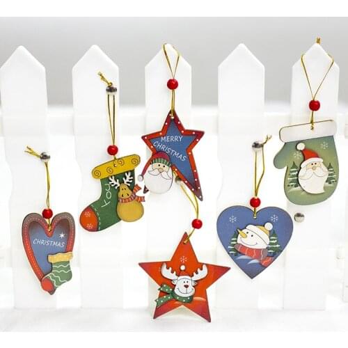 1 Pcs Santa Claus Painted Christmas Ornaments Creative Wooden Christmas Home Decoration Accessories New Year Decor 2022 Navidad