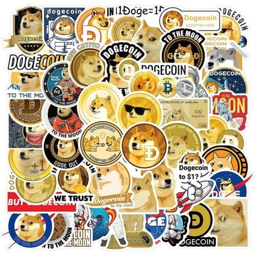 10/30/50pcs/Set Funny Dogecoin Graffiti Stickers For Draw-bar frame Childrens Toys DIY Cars Knapsack Skate Computers Luggage