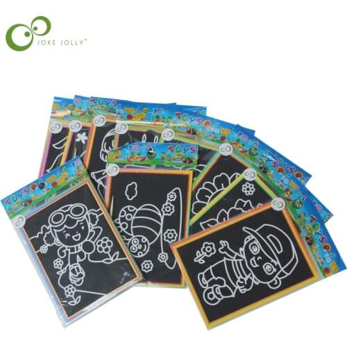 10pcs/lot Child Kids Magic Scratch Art Doodle Pad Painting Cards Toys Early Educational Learning Drawing Toys WYQ