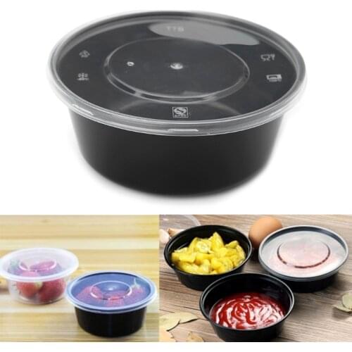 10Pcs Plastic Disposable Lunch Soup Bowl Food Container Storage Box With Lids
