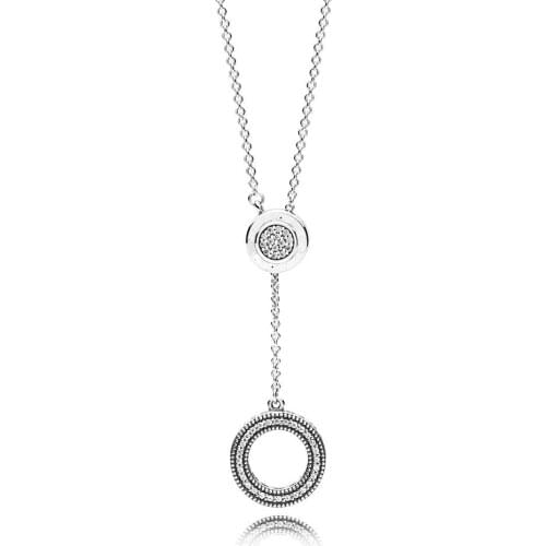 100% 925 Sterling Silver Sparkling Signature Pave Circle Necklace for Women Silver S925 Jewelry Collier Necklaces & Pendants