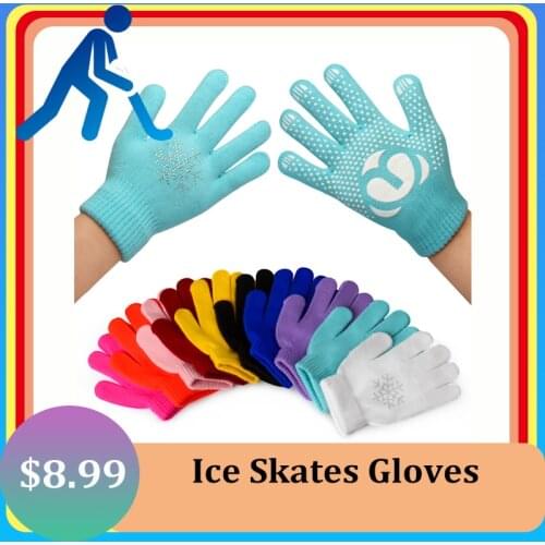 Magic Ice Figure Skating Wrist Gloves Training Warm Hand Protector Thermal Safety For Kids Girl Boy Rhinestone Non-stick