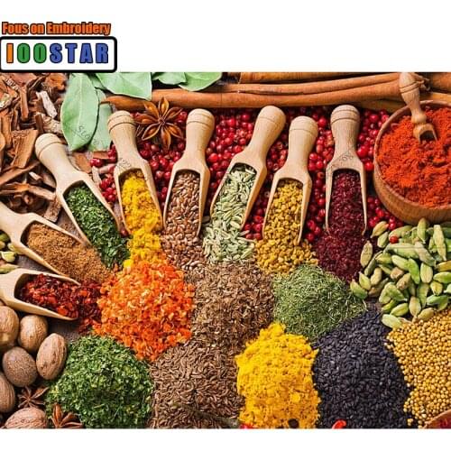 5d Diy Diamond Painting"Variety of spices"Diamond Embroidery Cross Stitch Wall Stick Full Rhinestone Mosaic Home Decor pattern