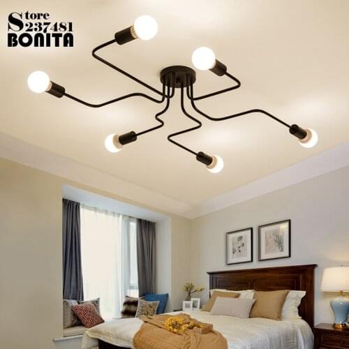 American retro pendant lamp Simple Nordic Alien Bent pipe pendant light Spider droplight iron