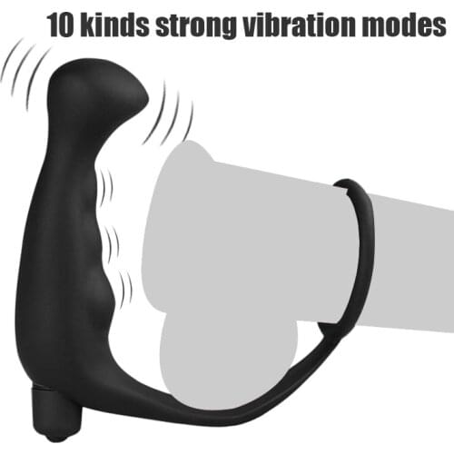 Anal Dildo Vibrator Prostate Massager Delayed Ejaculation Ring On Penis, G-Spot Stimulation Butt Plug Male Masturbation Sex Toy