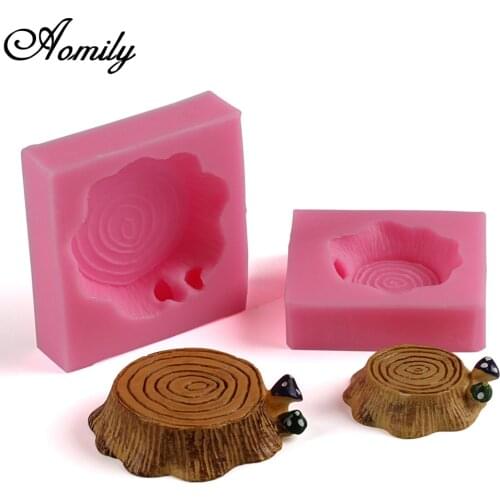 Aomily Classic 3D Stump Fondant Silicone Mold Candle Sugar Craft Tool Chocolate Cake Mould Kitchen DIY Baking Decorating Tools