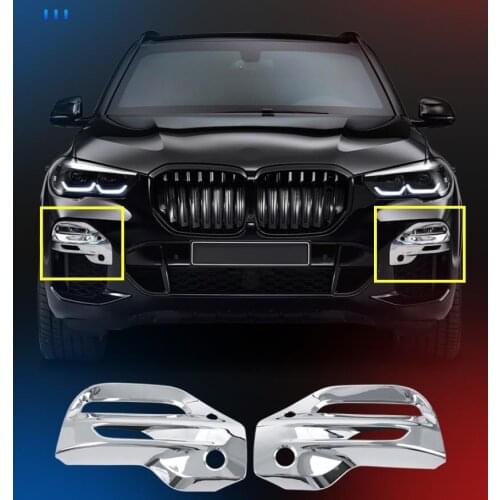 Car 2pcs Front Fog Lamp Decoration Cover Trim For BMW X5 2019 2020 2021 ABS chrome Auto Exterior Refit Accessories