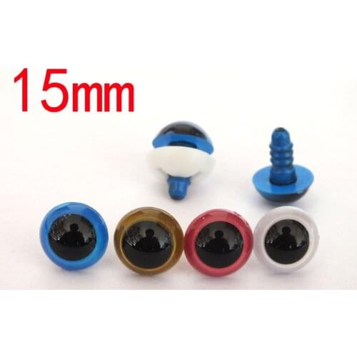 Free shipping!!!40pcs/lot 15mm colored safety doll eyes-blue/gold/pink and white