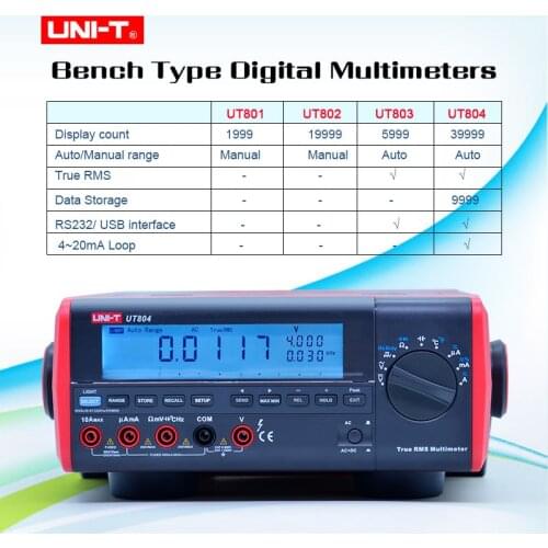UNI-T Bechtop Digital Multimeter auto range DMM HZ Temperature Tester Capacitor 9999 Data Logging USB RS232 UT801-804