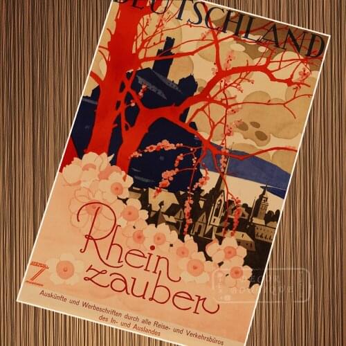 Deutschland - Rhein Zauber Germany German Travel Tour Retro Vintage Poster Canvas DIY Wall Paper Posters Home Decor Gift