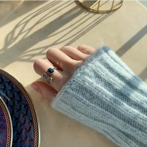 Elegant Blue Dripping Open Ring Korean Version Of Simple Plain Ring Female Wild Fashion Ring Internet Celebrity Jewelry