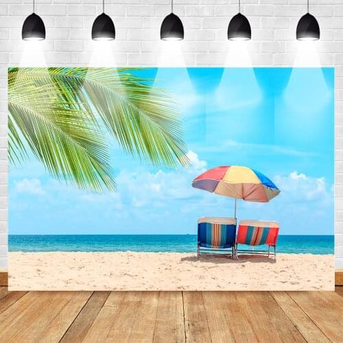 Mehofoto Sea Beach Sunbathing Theme Party Photo Background Summer Hawaii Vacation Photography Backdrop Blue Sky Cloud