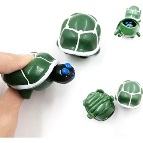 JJRC Green Tortoise Pop It Fidget Cute Squeeze Out Turtle Head Gadget Funny Stress Telescopic Relief Toy for Adults Kids Baby