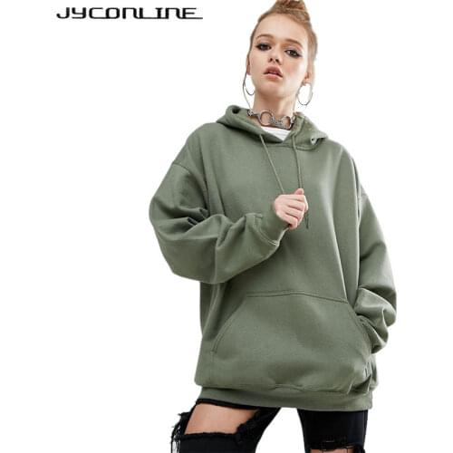 JYConline 2017 Autumn Women Hoodies Female Hooded Sweatshirt Long Sleeve Pockets Plus Size Hoodies Casual Pullover Top Tracksuit
