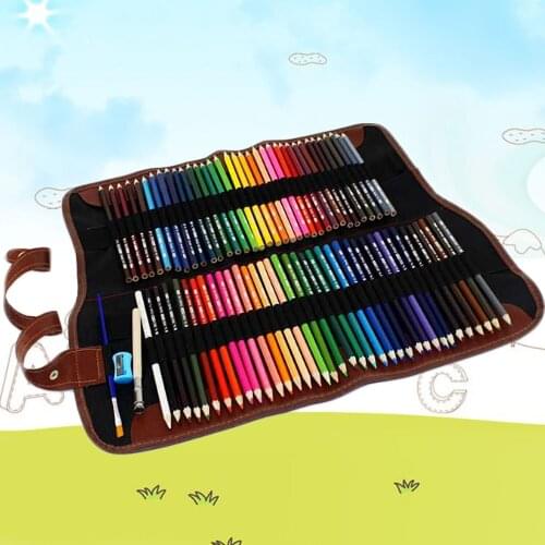 72Color DIY Wood Colored Pencil Wooden Colorful Pencil Painting Pen with Roll up Bag Pencil Sharpener Extender Brush Drawing Toy