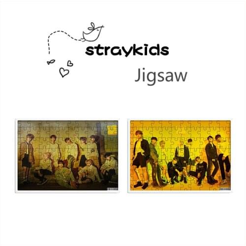 Kpop Stray kids new album yellow wood jigsaw puzzle Album photo 30*21cm same style good quality peripheral jigsaw puzzle