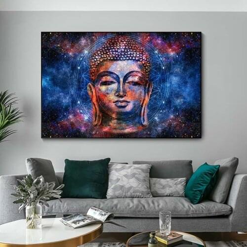 Colorful Abstract Buddha Face Canvas Art Paintings Buddhism Poster and Prints Modern Cuadros Picture for Living Room Unframed