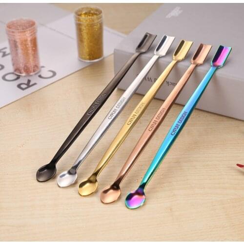 Cuticle Pusher Handmade Spoon Multifunctional Stainless Steel Double Headed Spoon Dead Skin Push Remover Nail Art Cleaner Tools