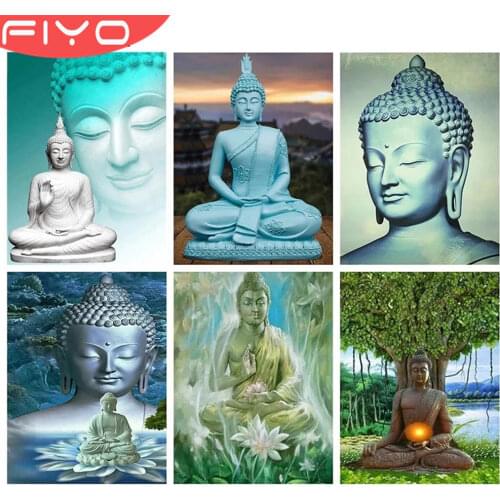 FIYO Square/Round 5D Diamond Painting DIY Diamond Embroidery Cross Stitch Buddha Lord Home Religion Decor Hanging Pictures Gift