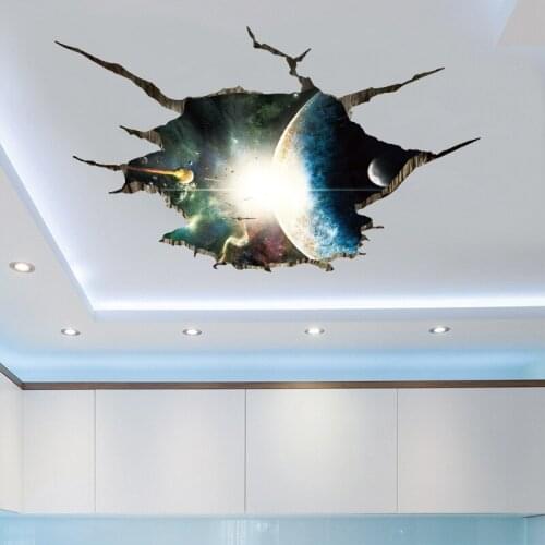 Space planet impact Floor stickers PVC Material 3D wall decals For Living room Childrens room bedroom ceiling decor stickers