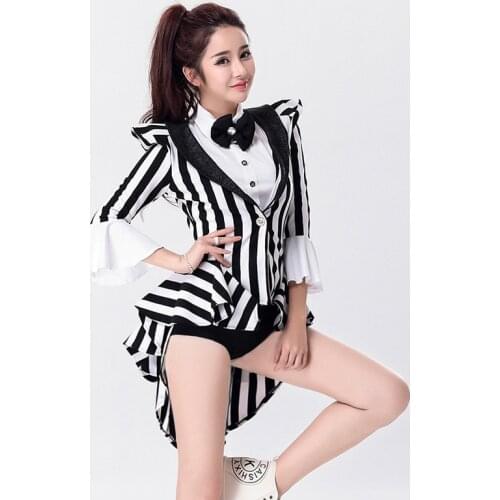 New Sexy Modern Dancer Show Costume Clothe Stripe Fashion Jazz dance DJ Performance Wear Singer Uniform Performance Costume