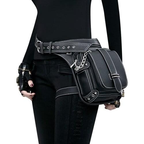 Punk Vinatge Waist Pocket Outdoor Multi-function Shoulder Messenger Bag Female Mobile Phone Bag