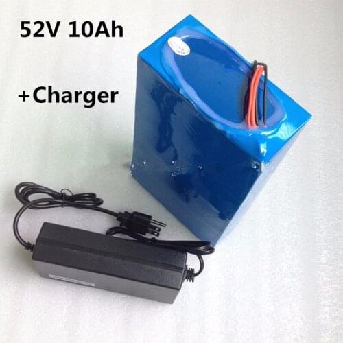 Rechargeable 14S 52V 10Ah 18650 Battery Pack with BMS electric bicycle ebike E-bike E-scooters electric wheelchairs+2A charger