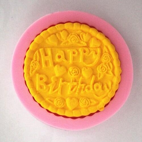 "Happy Birthday" lace cake molds soap chocolate mould for the kitchen baking FM093