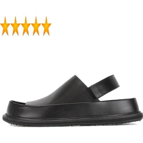 Men Vintage Summer Gladiator Open Toe Platform Shoes Fashion Outside Breathable Real Leather Sandal Male Roman Sandals