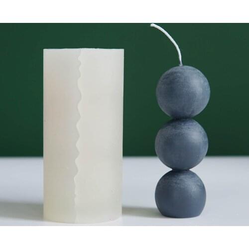 Silicone Candle Mold 3 Consecutive Balls Geometric Mould Aromatherapy Soap Handmade Making Kit Cake Decoration Candle Mold Tool