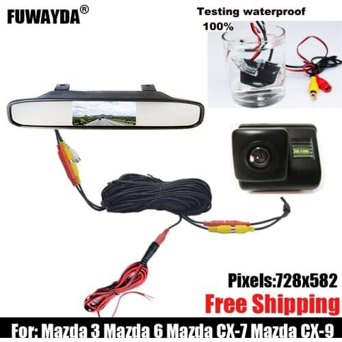 Auto Parking Assistance System 4.3 LCD Mirror Car Parking Monitor+Car Rear view Camera for Mazda 3 Mazda 6 Mazda CX-7 Mazda CX-9